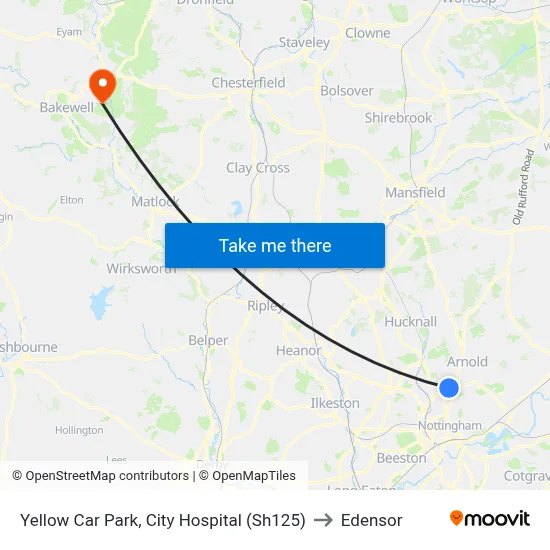 Yellow Car Park, City Hospital (Sh125) to Edensor map