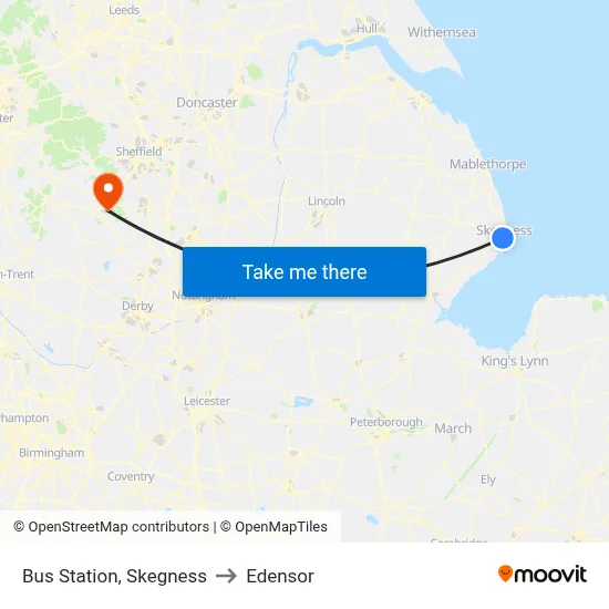 Bus Station, Skegness to Edensor map