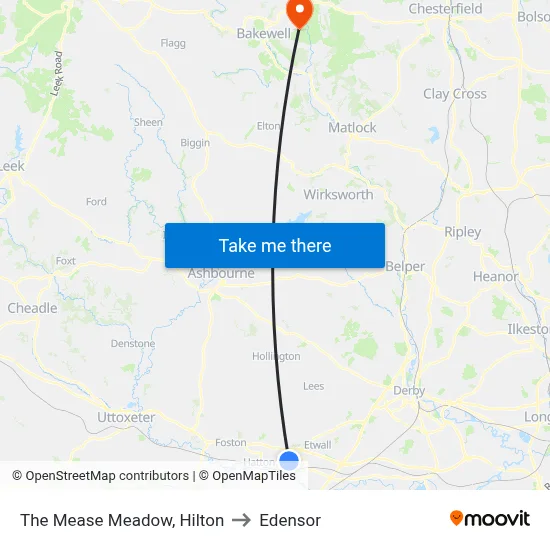 The Mease Meadow, Hilton to Edensor map