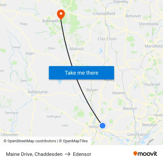 Maine Drive, Chaddesden to Edensor map