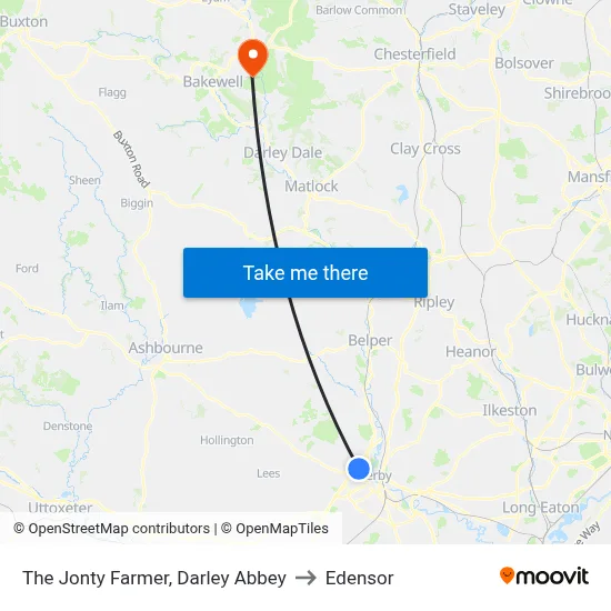 The Jonty Farmer, Darley Abbey to Edensor map