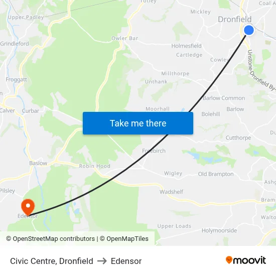 Civic Centre, Dronfield to Edensor map