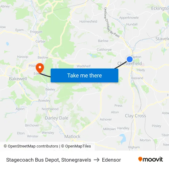 Stagecoach Bus Depot, Stonegravels to Edensor map