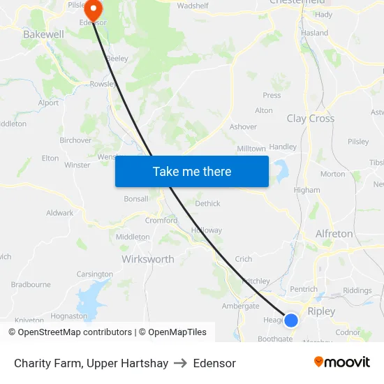 Charity Farm, Upper Hartshay to Edensor map