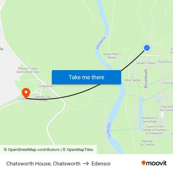 Chatsworth House, Chatsworth to Edensor map