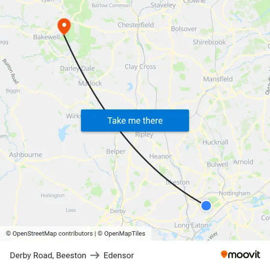 Derby Road, Beeston to Edensor map