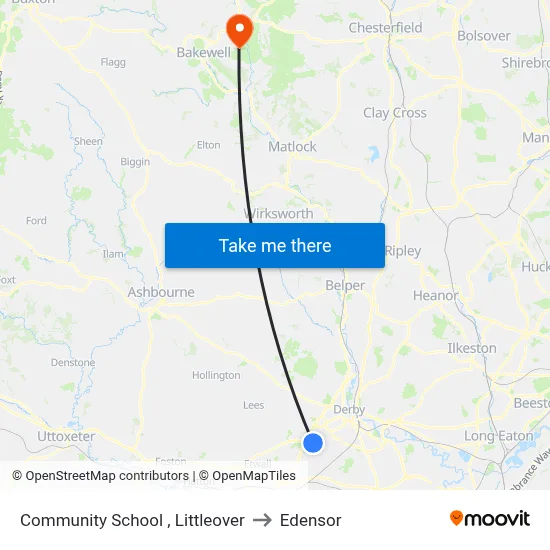 Community School , Littleover to Edensor map