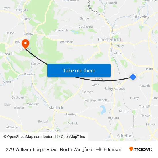 279 Williamthorpe Road, North Wingfield to Edensor map