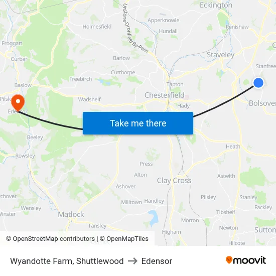 Wyandotte Farm, Shuttlewood to Edensor map