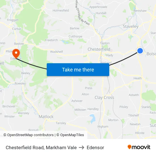 Chesterfield Road, Markham Vale to Edensor map