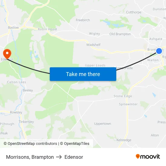 Morrisons, Brampton to Edensor map