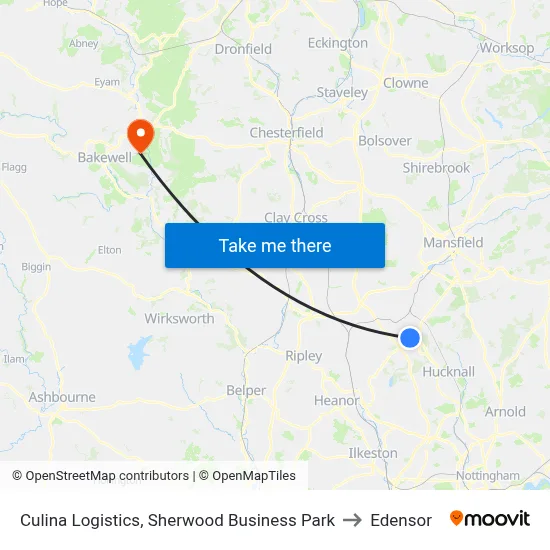 Culina Logistics, Sherwood Business Park to Edensor map
