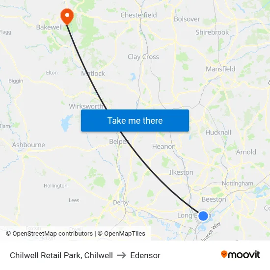 Chilwell Retail Park, Chilwell to Edensor map