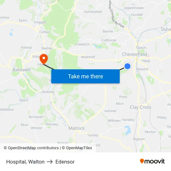 Hospital, Walton to Edensor map