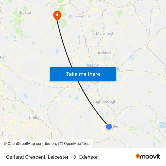 Garland Crescent, Leicester to Edensor map