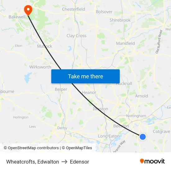 Wheatcrofts, Edwalton to Edensor map