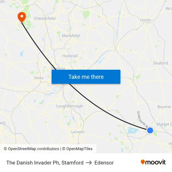 The Danish Invader Ph, Stamford to Edensor map