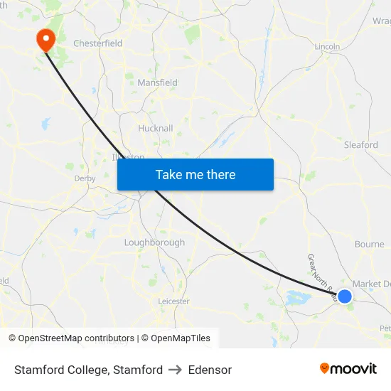 Stamford College, Stamford to Edensor map
