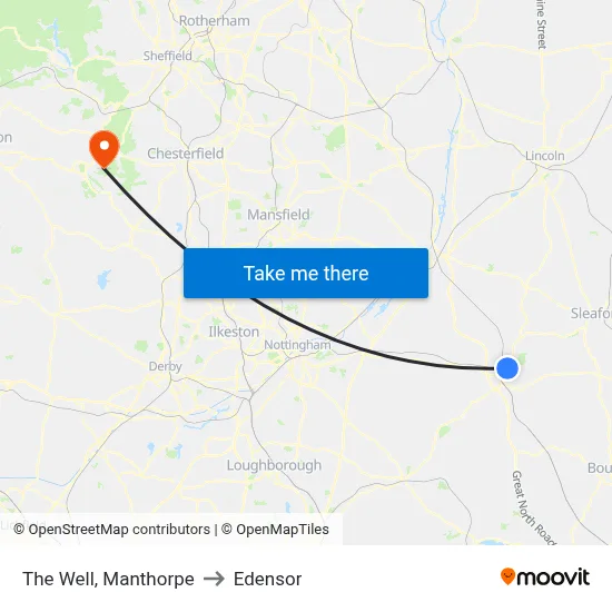 The Well, Manthorpe to Edensor map