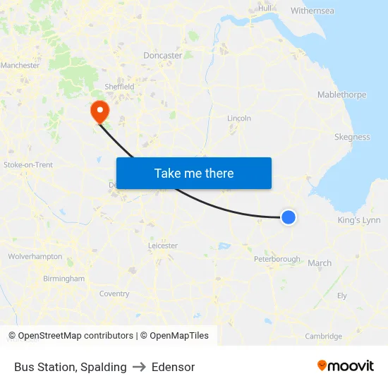Bus Station, Spalding to Edensor map
