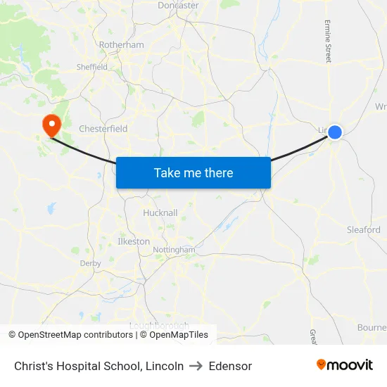 Christ's Hospital School, Lincoln to Edensor map