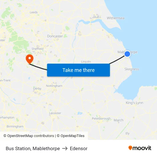 Bus Station, Mablethorpe to Edensor map