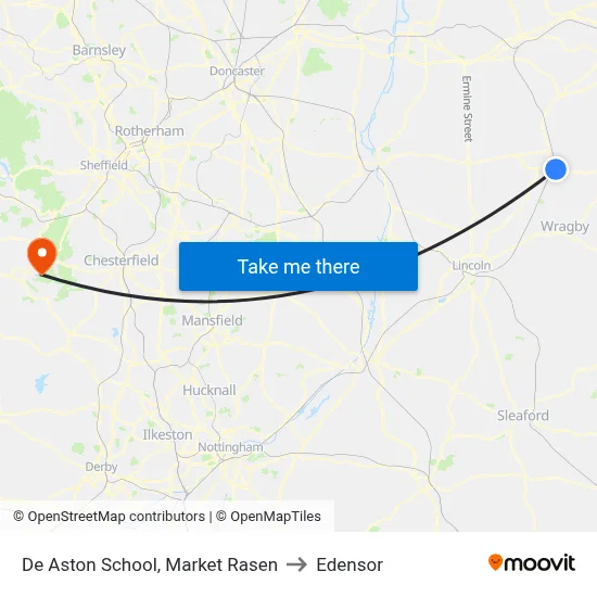 De Aston School, Market Rasen to Edensor map