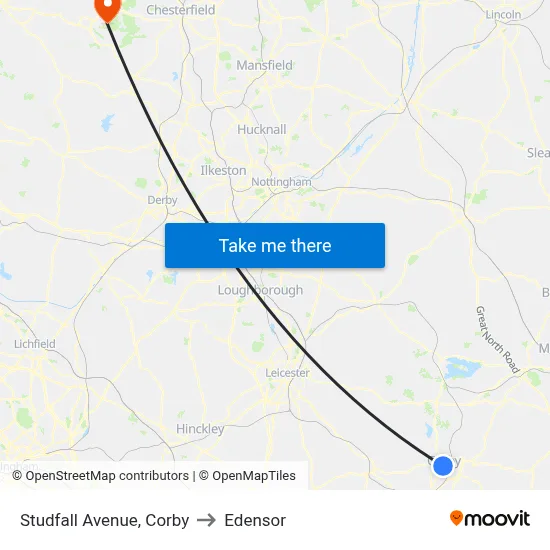 Studfall Avenue, Corby to Edensor map
