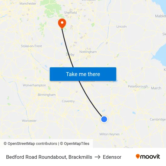 Bedford Road Roundabout, Brackmills to Edensor map