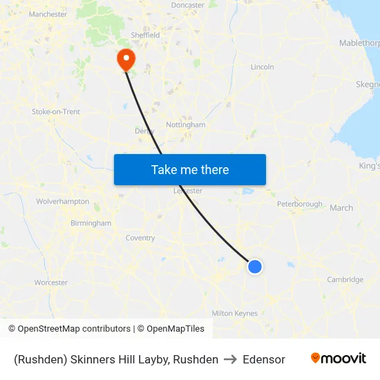 (Rushden) Skinners Hill Layby, Rushden to Edensor map