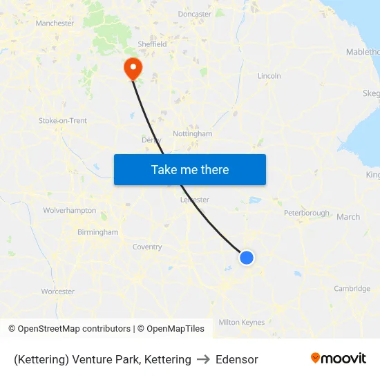 (Kettering) Venture Park, Kettering to Edensor map