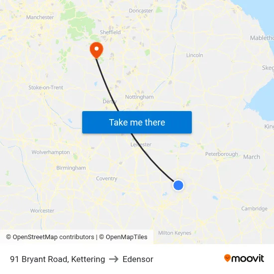 91 Bryant Road, Kettering to Edensor map