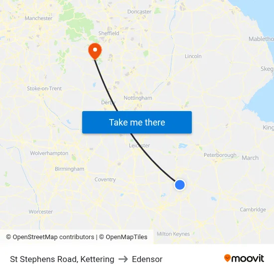 St Stephens Road, Kettering to Edensor map
