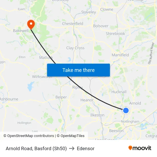 Arnold Road, Basford (Sh50) to Edensor map