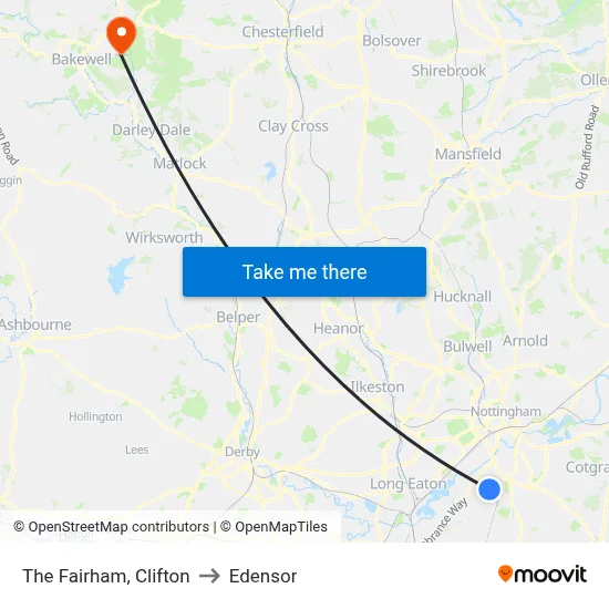 The Fairham, Clifton to Edensor map