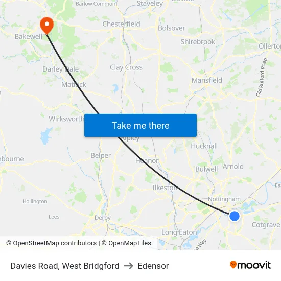 Davies Road, West Bridgford to Edensor map