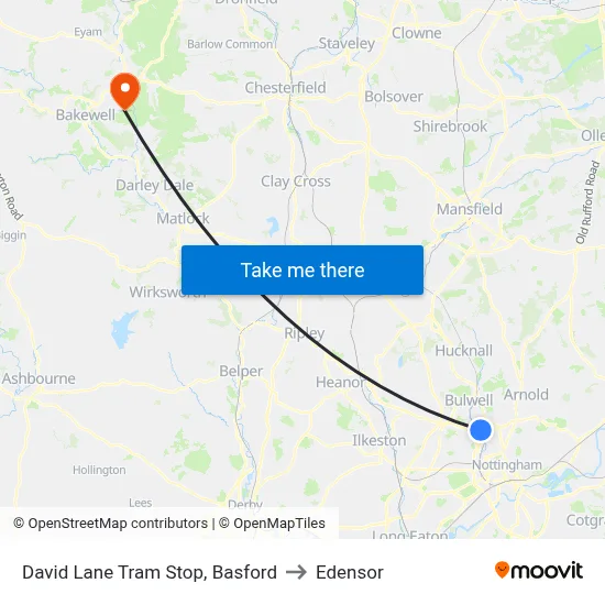 David Lane Tram Stop, Basford to Edensor map
