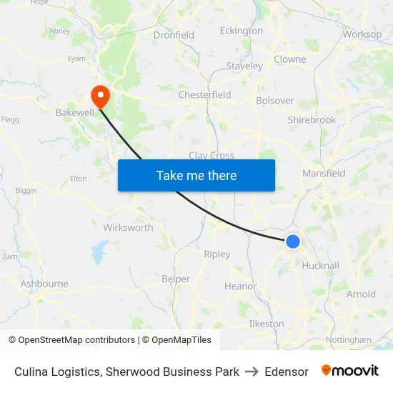 Culina Logistics, Sherwood Business Park to Edensor map