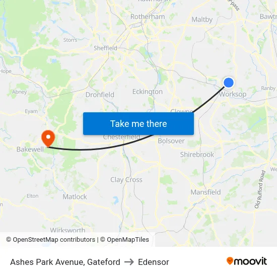 Ashes Park Avenue, Gateford to Edensor map