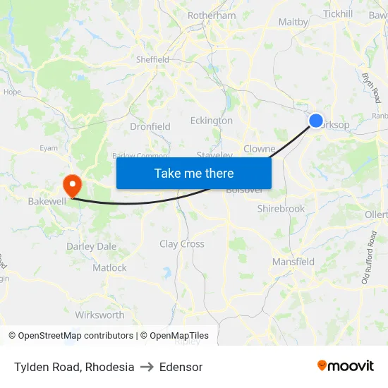 Tylden Road, Rhodesia to Edensor map