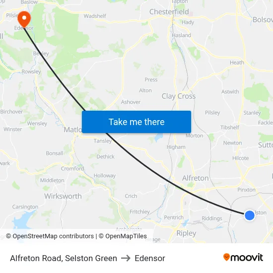 Alfreton Road, Selston Green to Edensor map