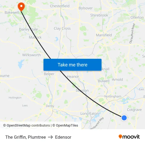 The Griffin, Plumtree to Edensor map