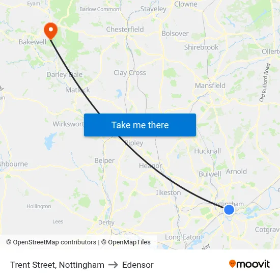 Trent Street, Nottingham to Edensor map