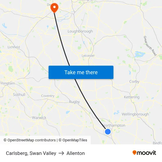 Carlsberg, Swan Valley to Allenton map