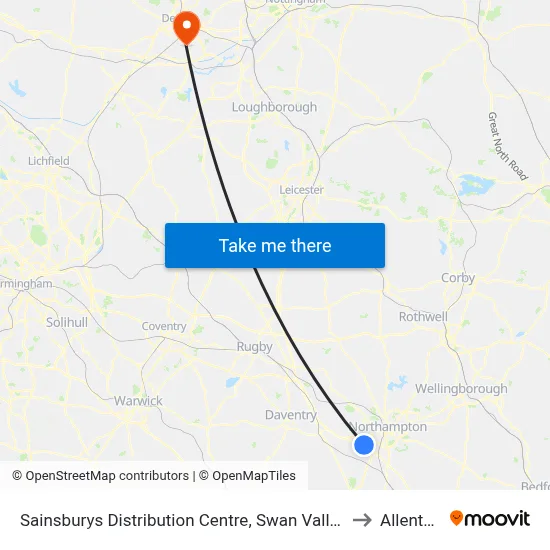 Sainsburys Distribution Centre, Swan Valley to Allenton map