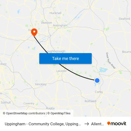 Uppingham - Community College, Uppingham to Allenton map