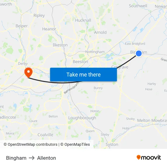 Bingham to Allenton map