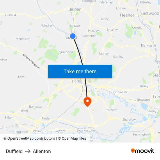 Duffield to Allenton map