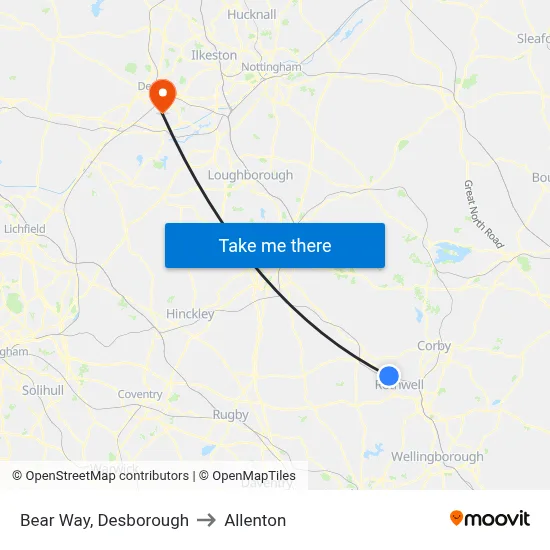 Bear Way, Desborough to Allenton map