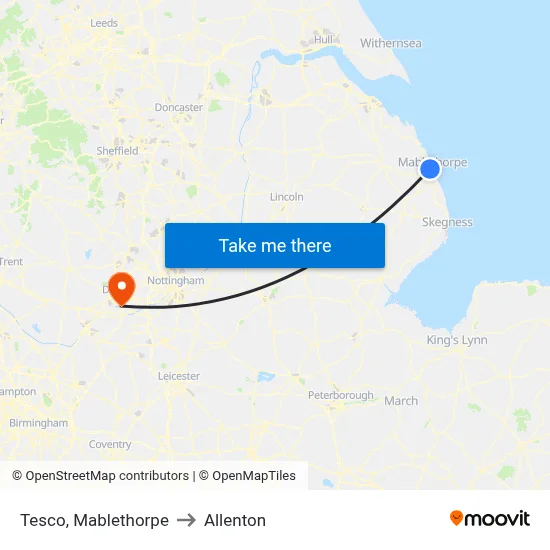Tesco, Mablethorpe to Allenton map